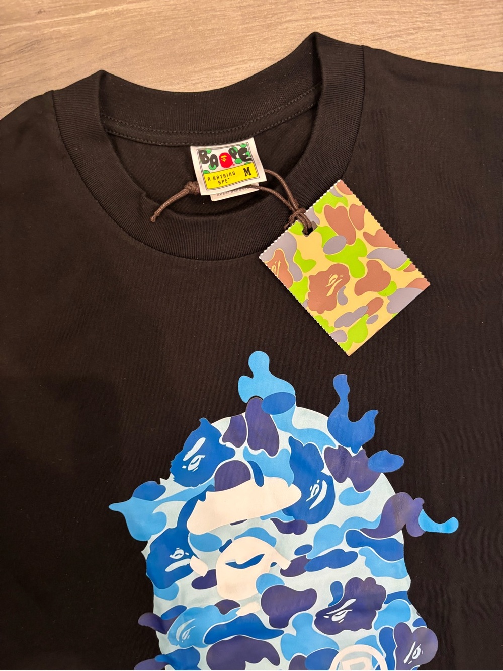 BAPE Black T-Shirt with Blue Camo Ape Head - Picture 3 of 3